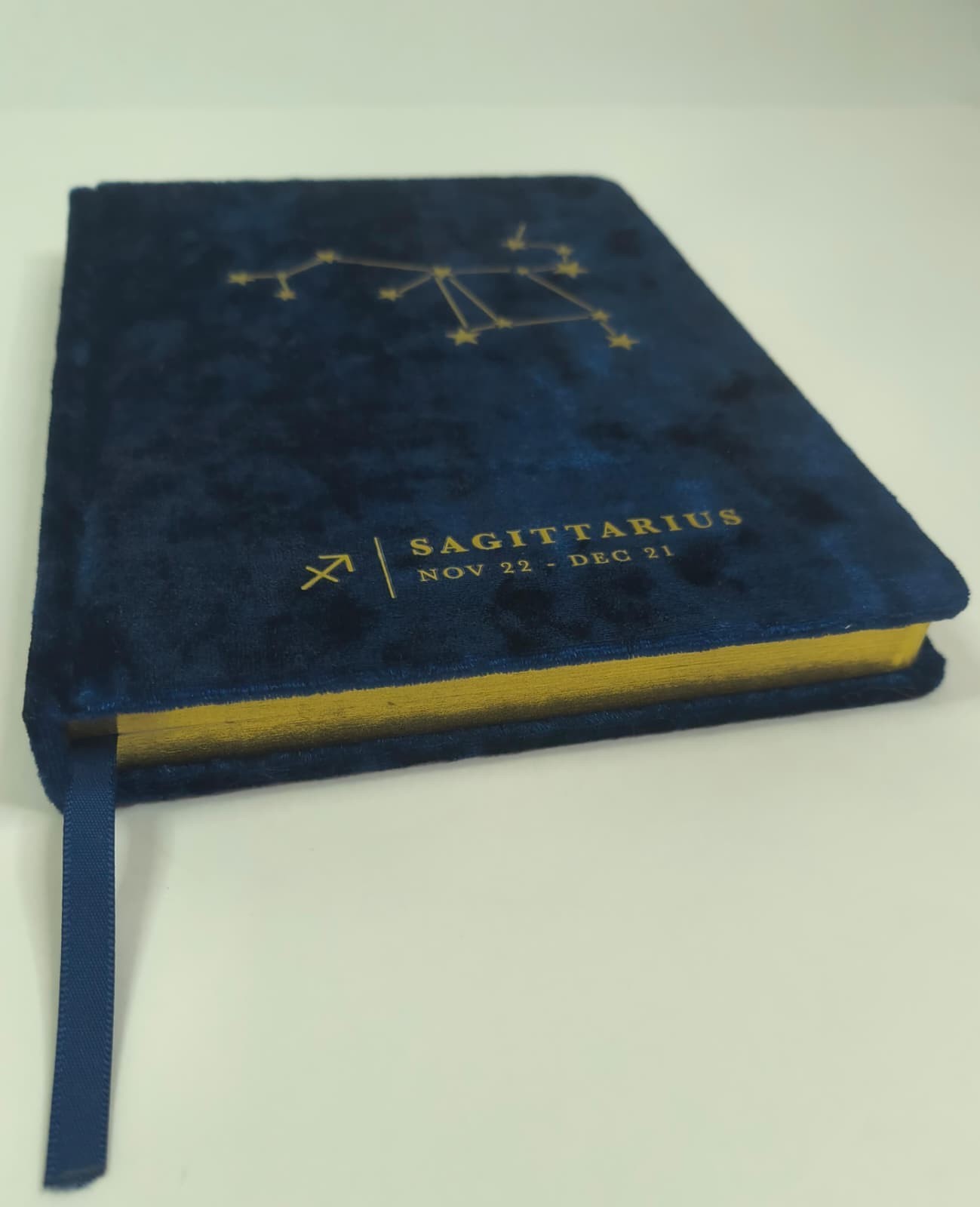 Sagittarius Constellation A5 Journal Navy Blue Velvet Gold Gilded Lined Notebook