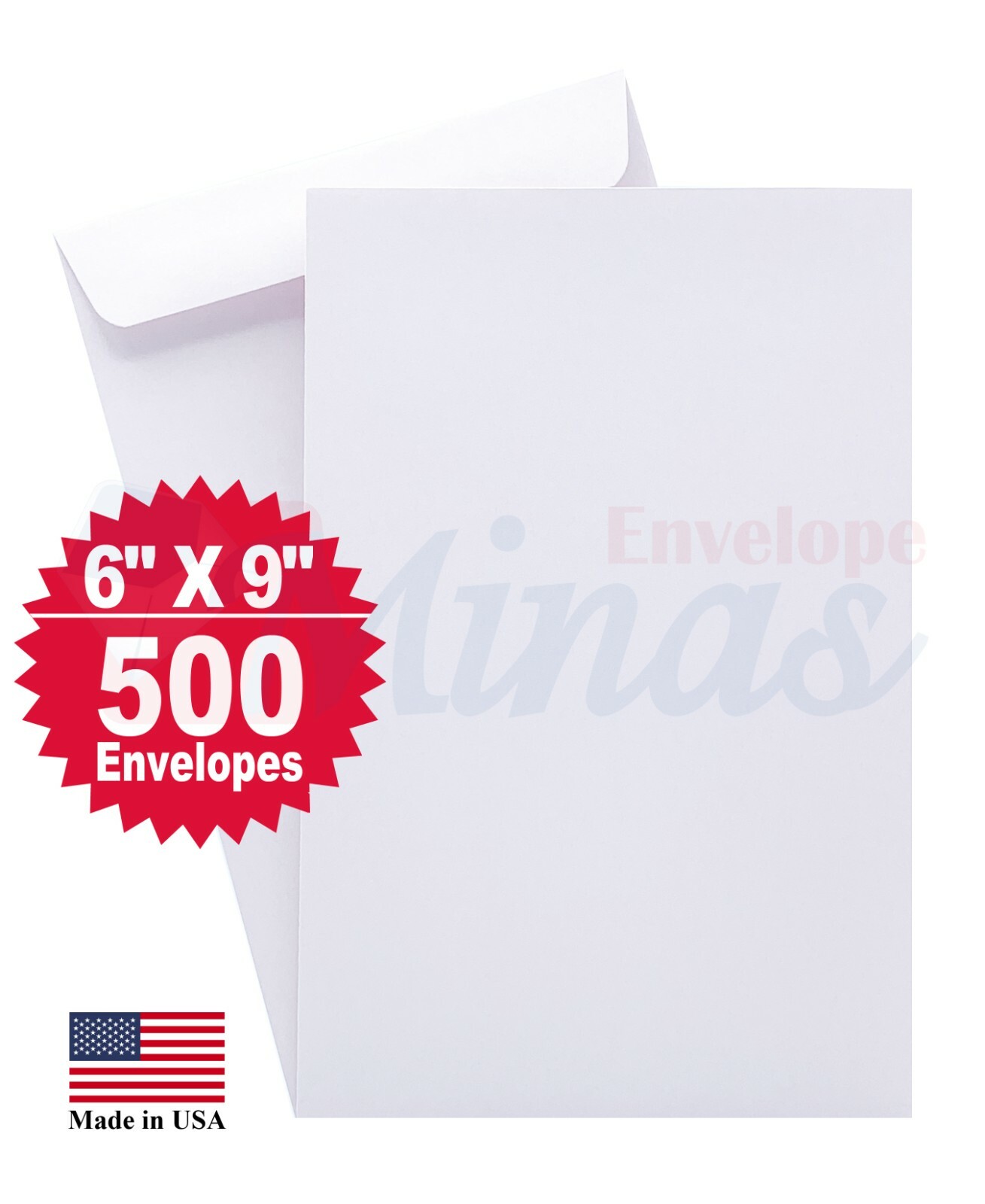 Minas Envelope 6″ x 9″ Catalog Envelopes (Open End), Premium 24lb White, 500/Box