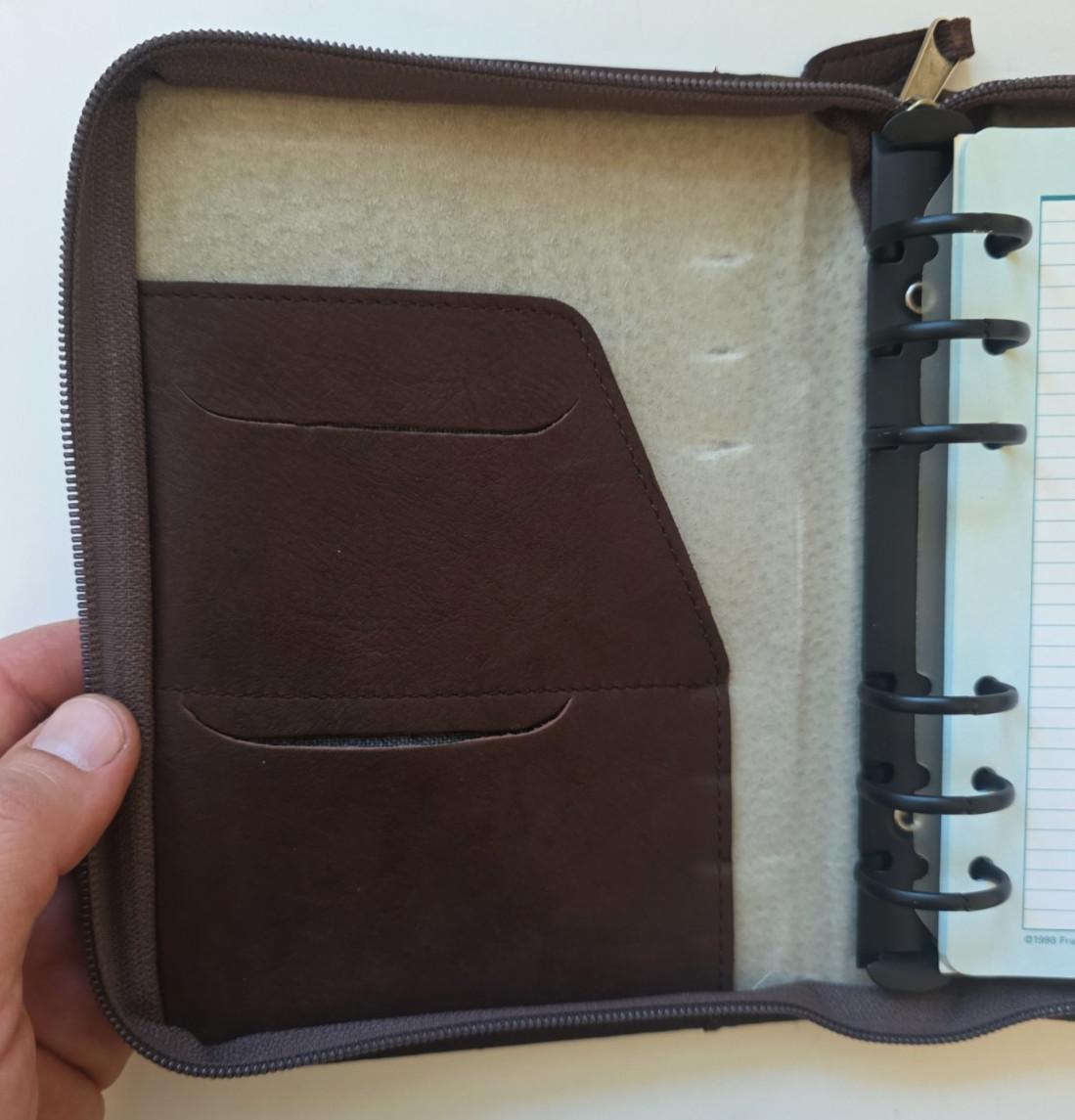 Franklin Covey Brown Top Grain Cowhide Leather Classic Full Zip Binder 6 Ring