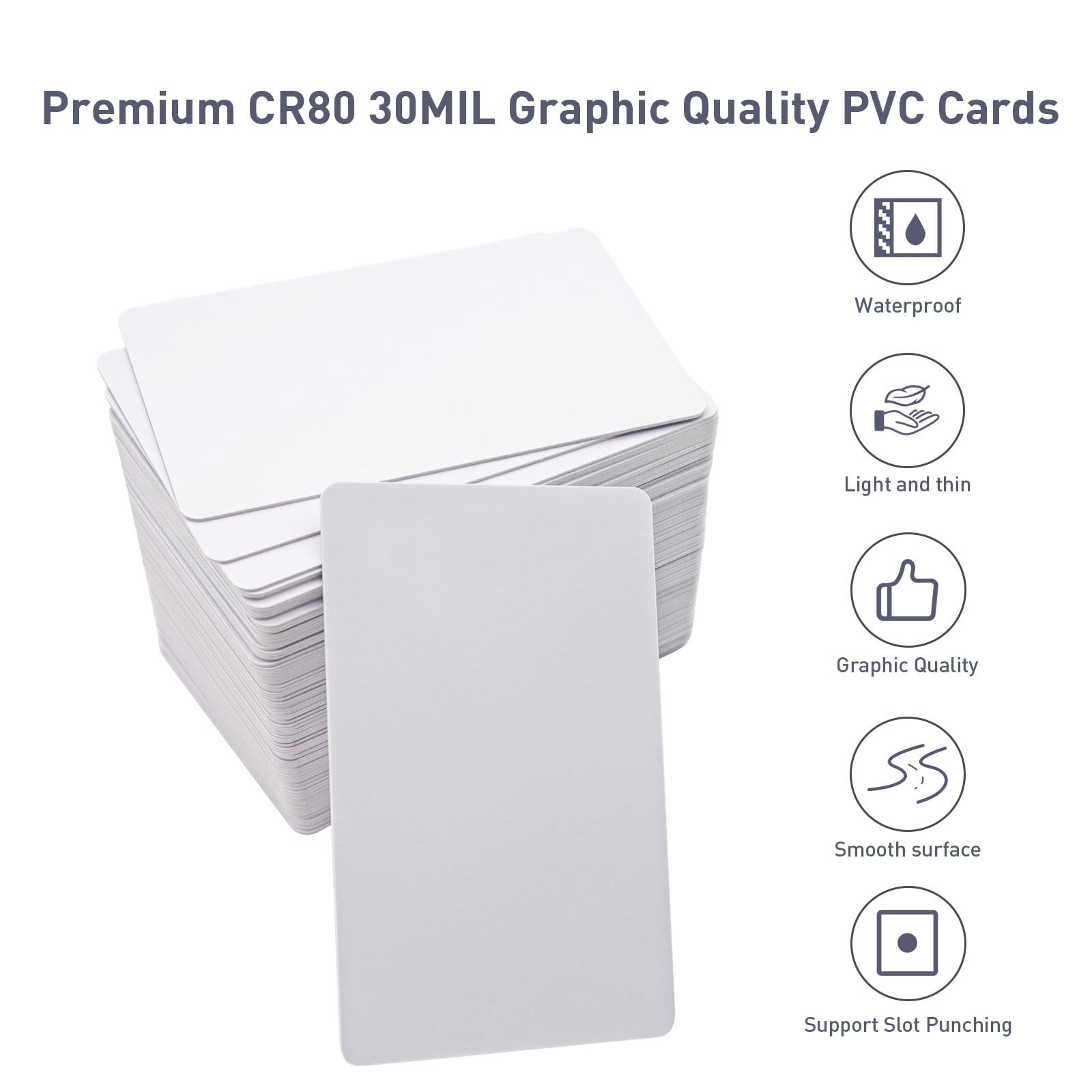 100 Pack Premium Blank PVC Cards CR80 30 Mil Graphic White Plastic ID Badge