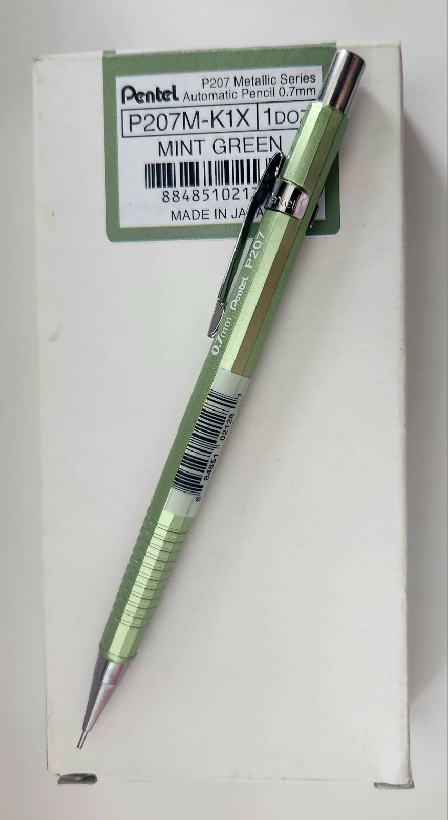 Pencil Sharp Pentel Mechanical automatic Metallic Mint Green Barrel P207M Box 12