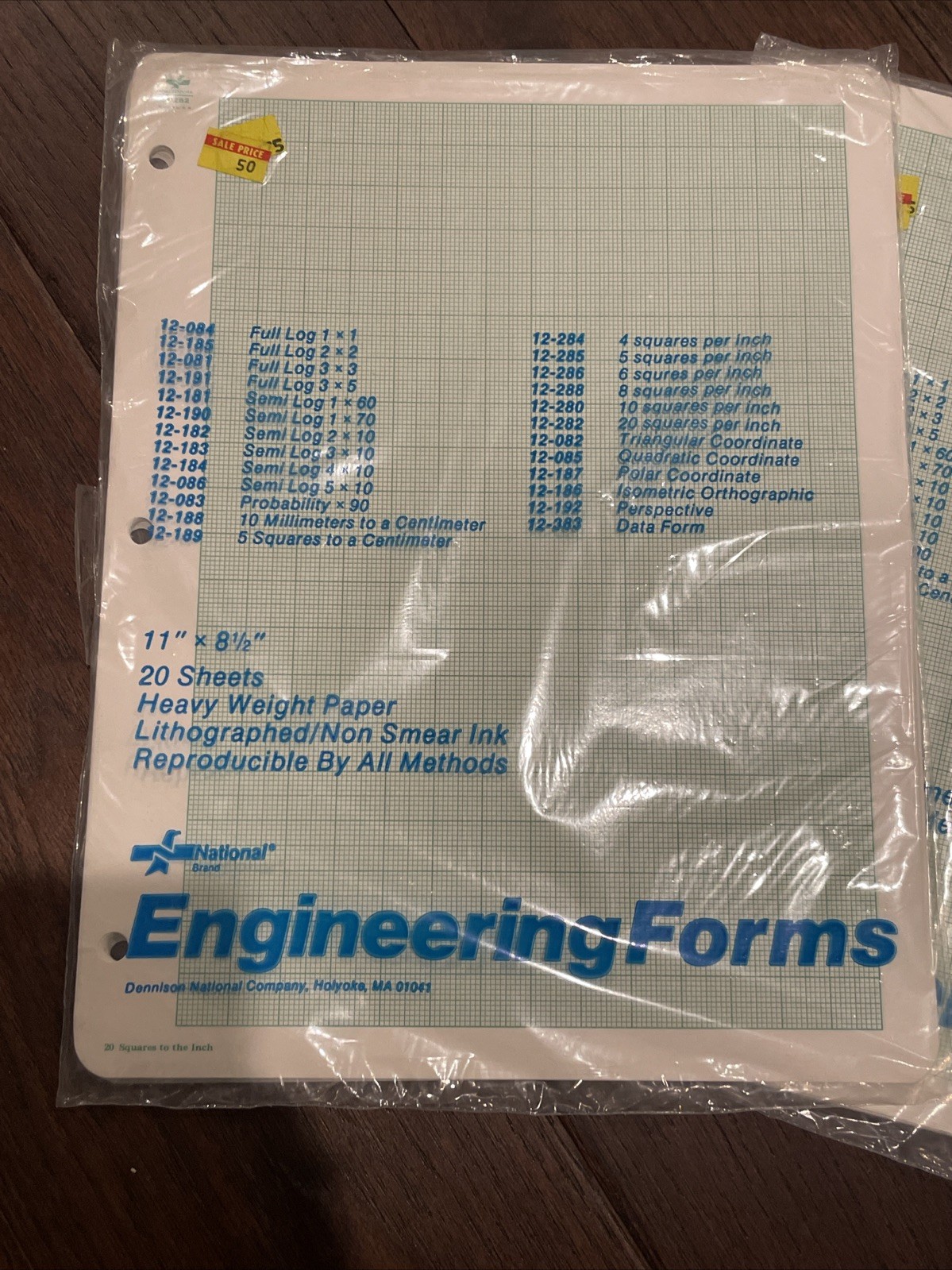 National Engineering Forms 12-282 20 Squares per In Graph Paper 4-Pack