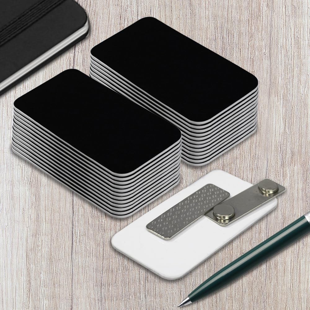 Black Name Tag Blanks – 10 Pack, 1.5″ x 3″, Round Corners, DIY Engravable