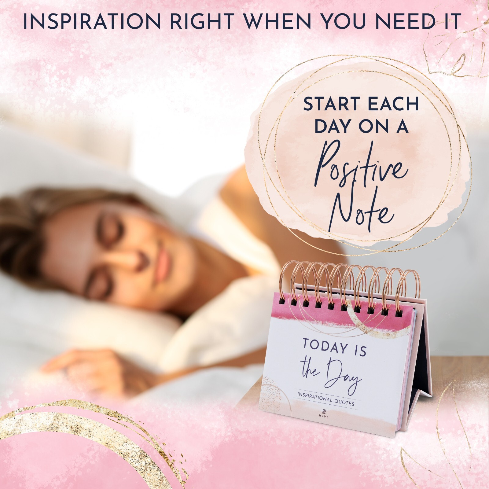 RYVE Inspirational Desk Calendar – Daily Flip Calendar with Motivational Quotes