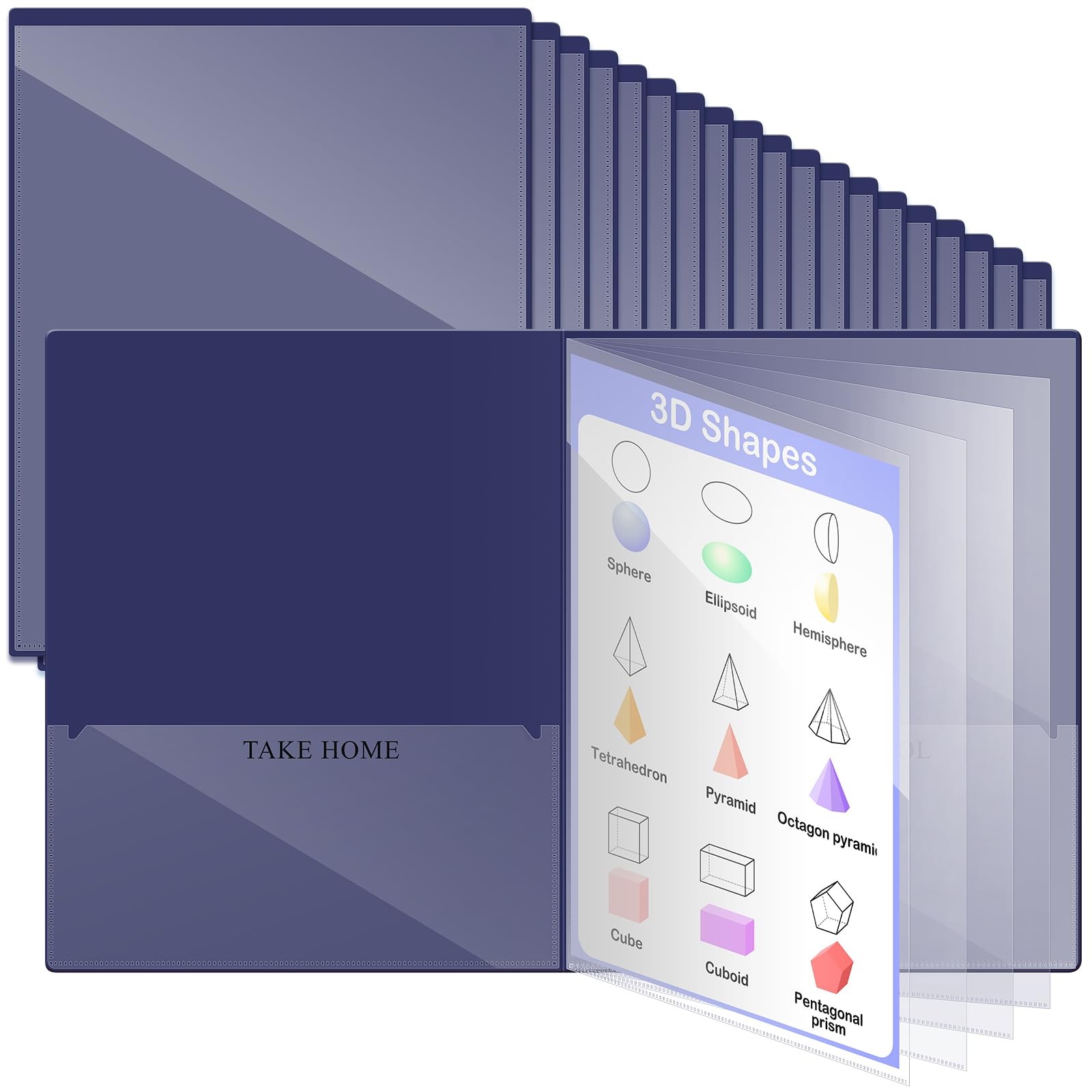 36 Pcs Navy Blue School and Home 2 Pocket Folders with 4 Clear Inner Pockets …