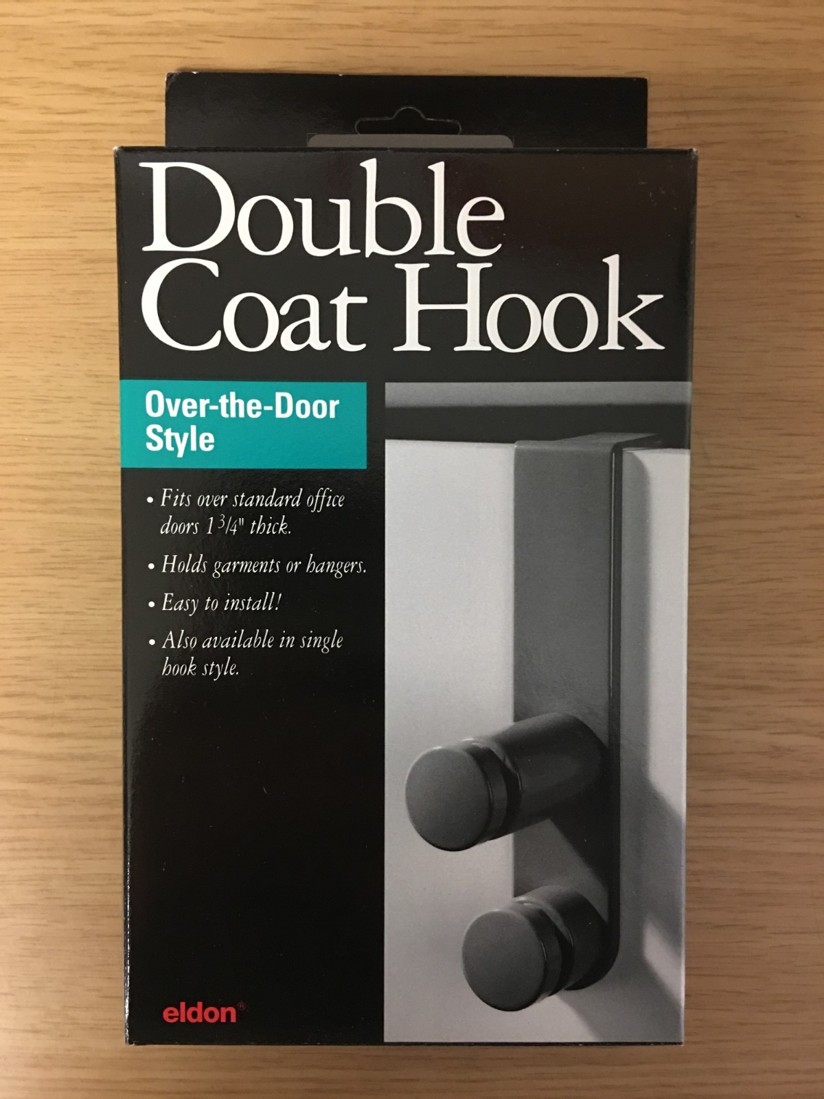eldon® Over-the-Door Coat & Hanger (Double) Hook (Gray) New In Box