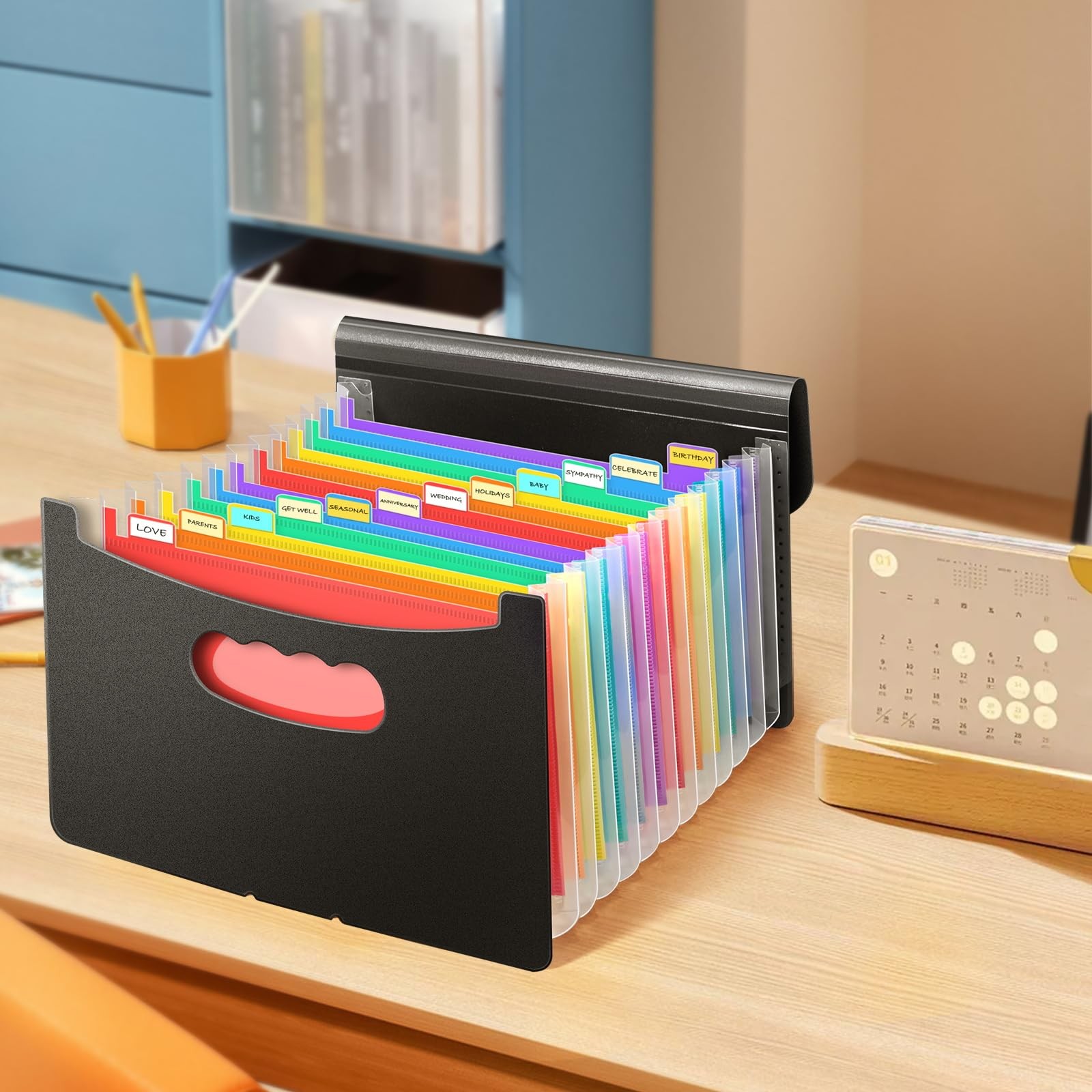 Vowcarol Greeting Card Organizer Expanding Rainbow