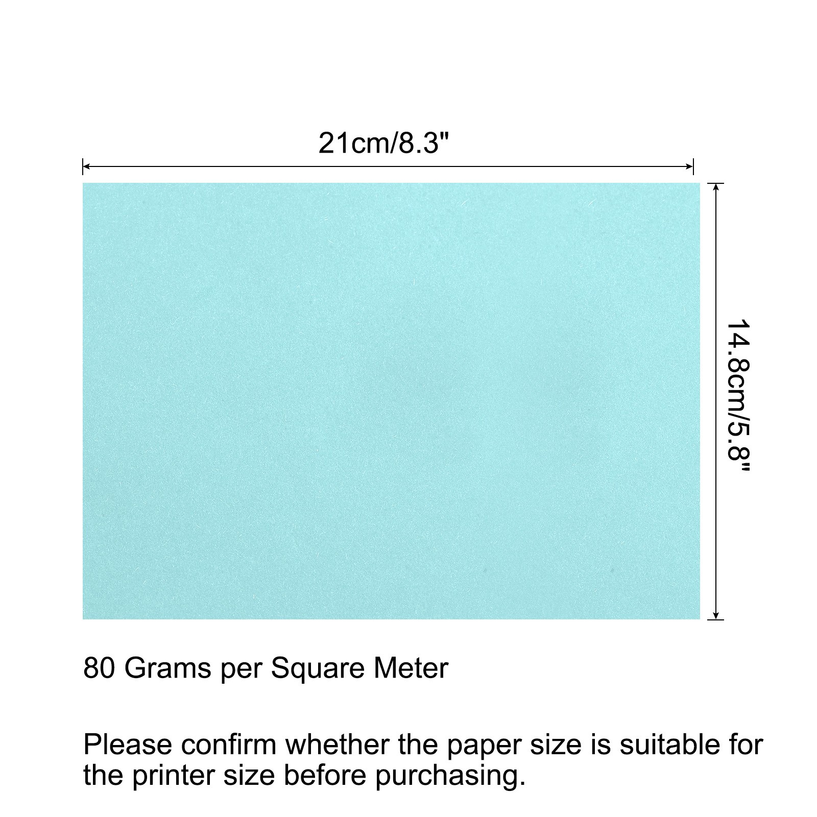 Colored Copy Paper 8.3×5.8 Inch 80gsm Light Blue 50 Sheets