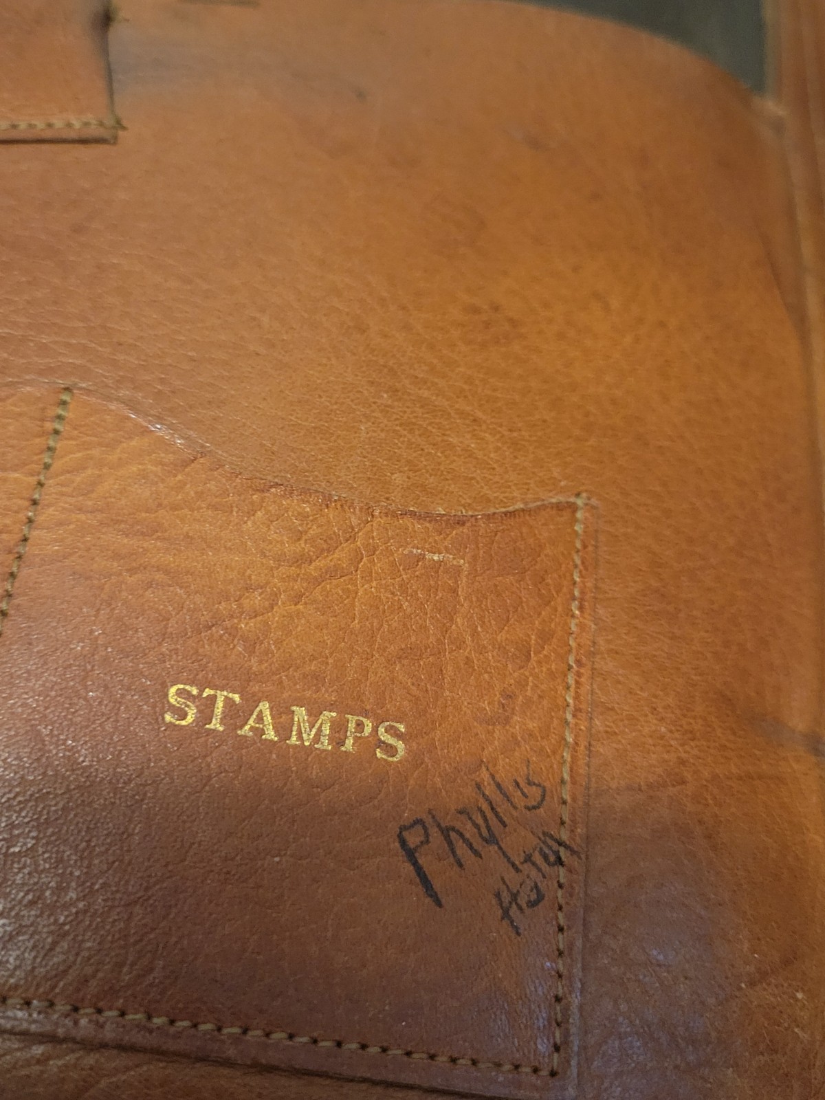 Vintage Embossed Leather Portfolio Business Folder File Case Steerhide Tan