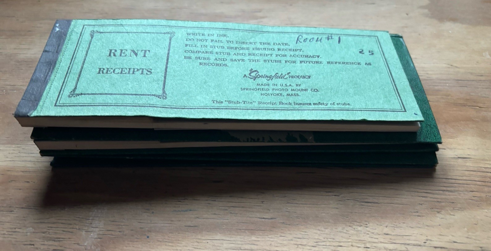 Vintage 1960s Lot Of 3 Rent Receipt Books Springfield Products Green USA