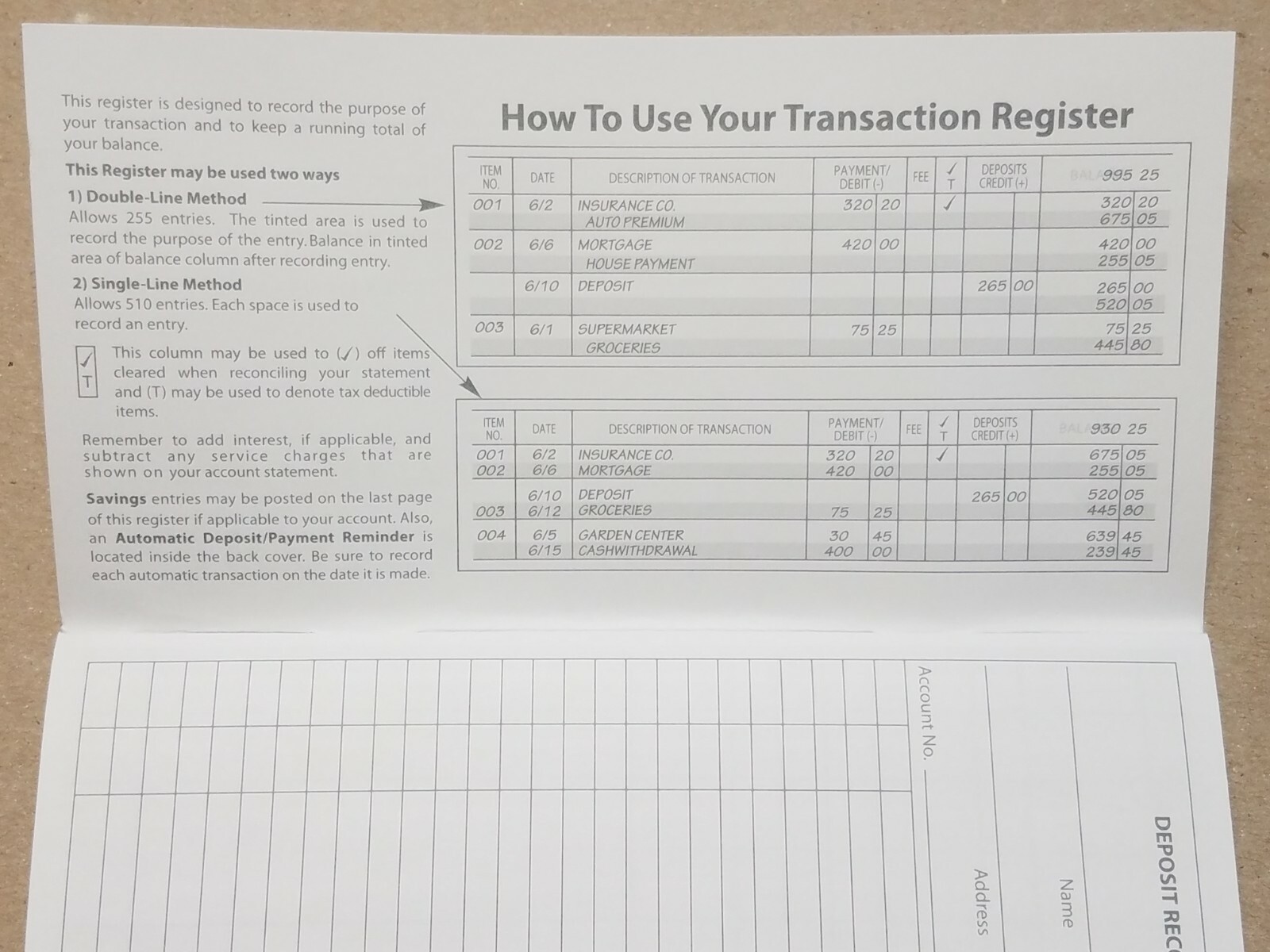 Checkbook Transaction Registers 2022 2023 2024 Bank Deposit Debit Book Record