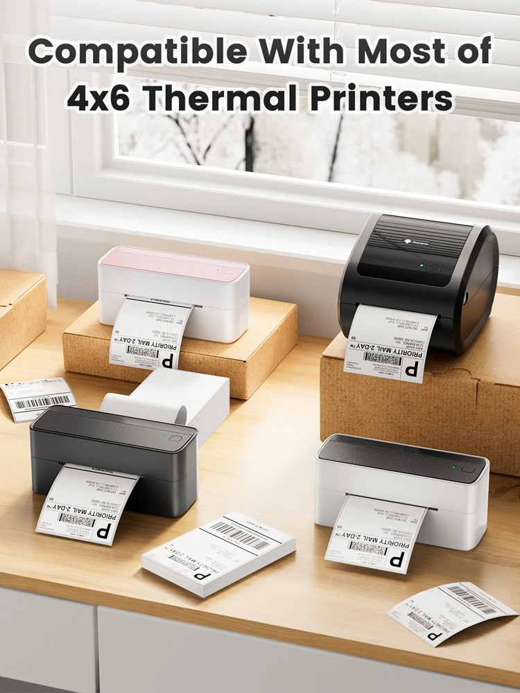 4×6 Fanfold Direct Thermal Shipping Labels for Zebra and Rollo 500 PCS
