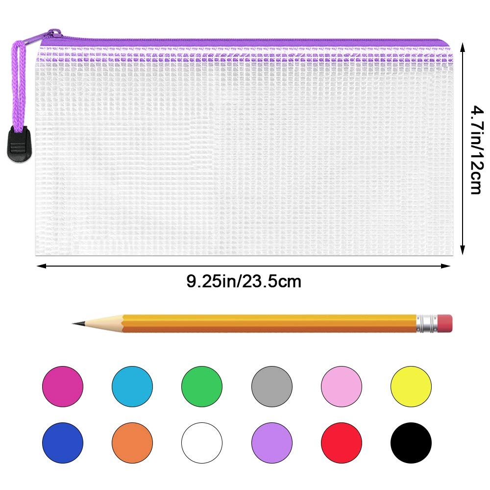 Pencil Pouches Bulk, 9.2 x 4.7 in (12 Colors, 36 Packs), Mesh Zipper Pouch Pe…