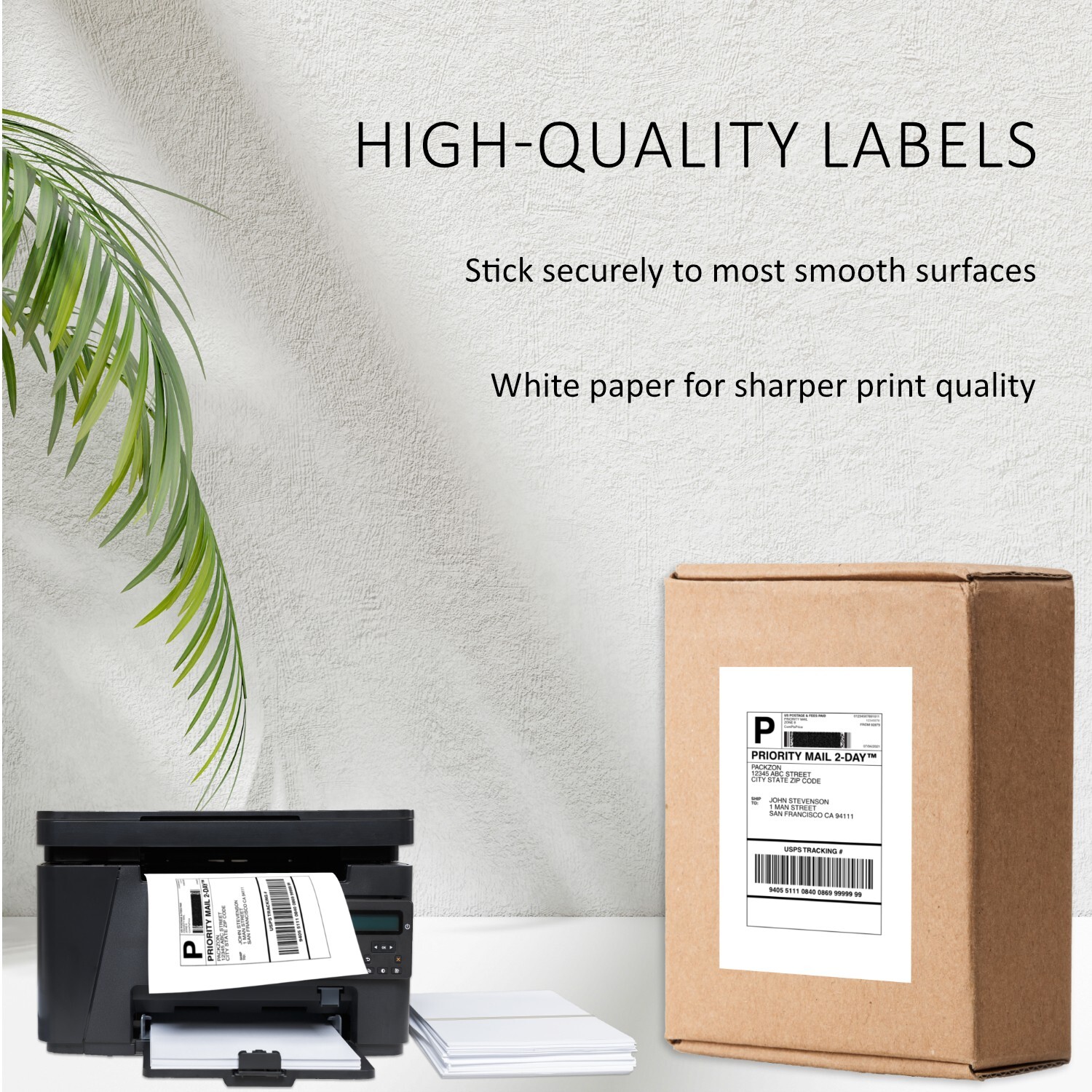 100 Shipping Labels Full Sheet 8.5×11 Self Adhesive PACKZON®