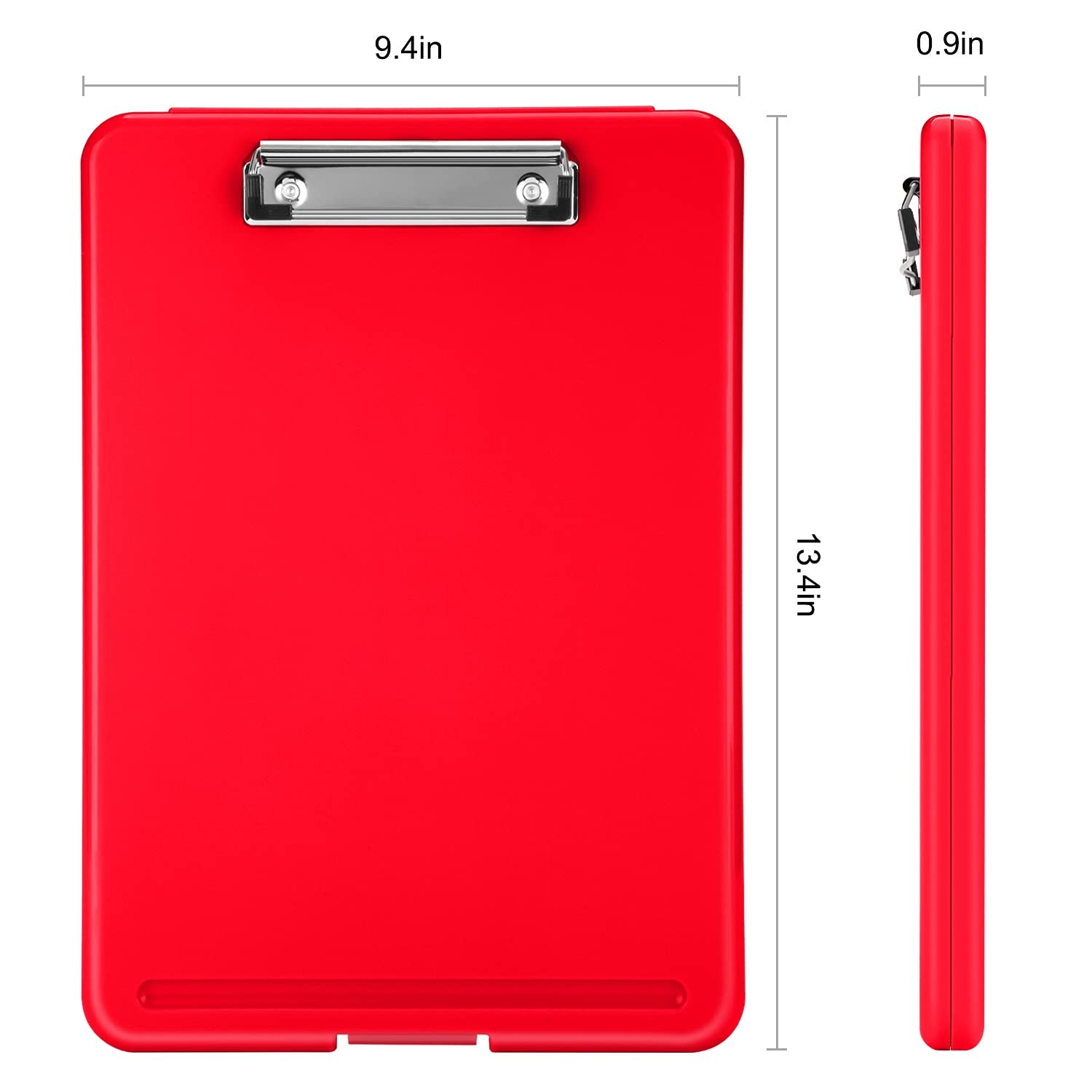 Sooez Clipboard with Storage, Plastic Storage Clipboards Low A-red