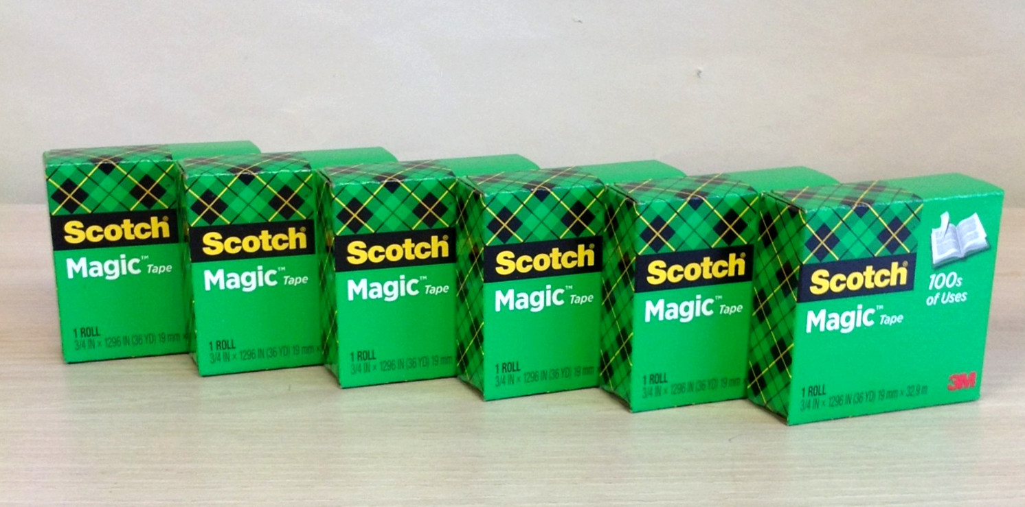 Lot of 6 Scotch Magic Tape Refills 3/4″ x 1296 1″ Core Clear Invisible MMM81034
