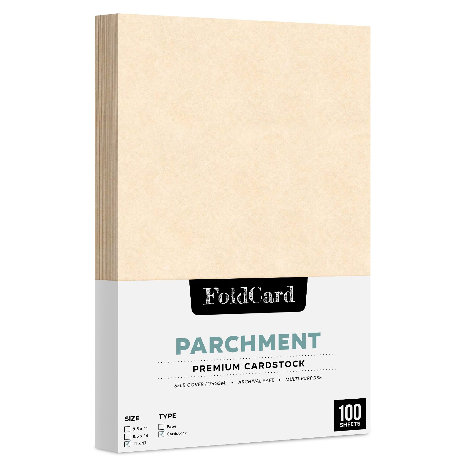 Natural Parchment Card Stock Paper, 65lb Cover (176GSM), 11 x 17, 100 Sheets