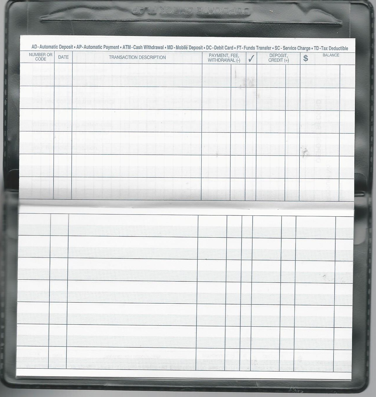 1 NEW VINYL CHECKBOOK COVER WITH DUPLICATE FLAP AND REGISTER