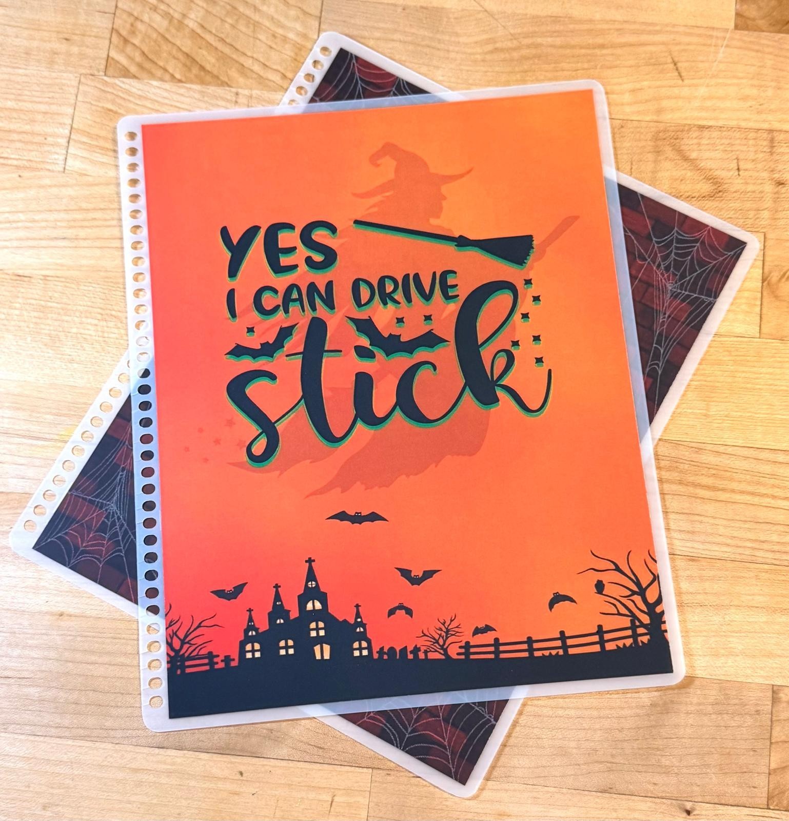 MATTE Finish Witch “Yes I drive Stick” Cover Set 4 use w/ Erin Condren Planner~