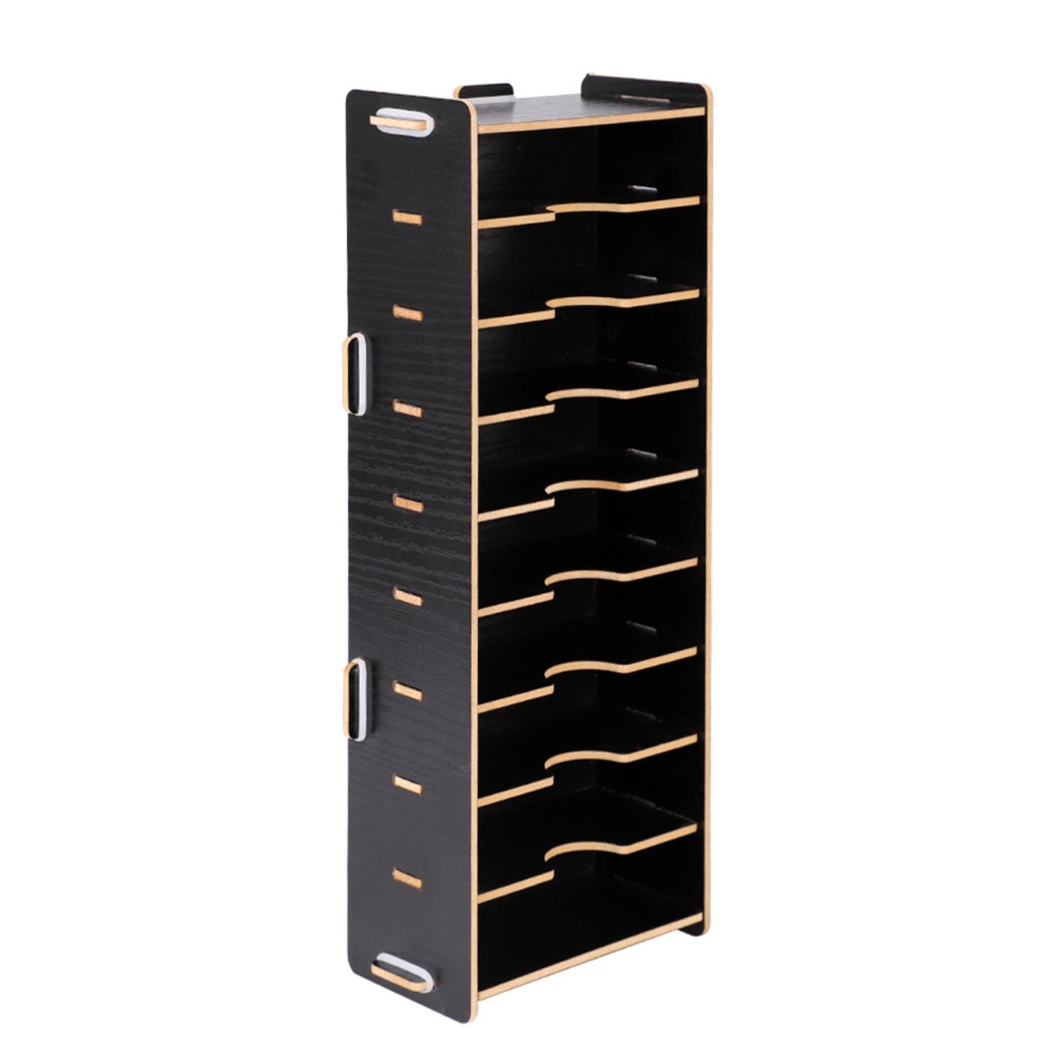 DIY Wood Business Card Organizer with Dividers – 9 11x4x2.4in, Black