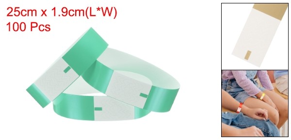 100Pcs Paper Wristbands Waterproof Bulk Bracelet for Events(Light Green)