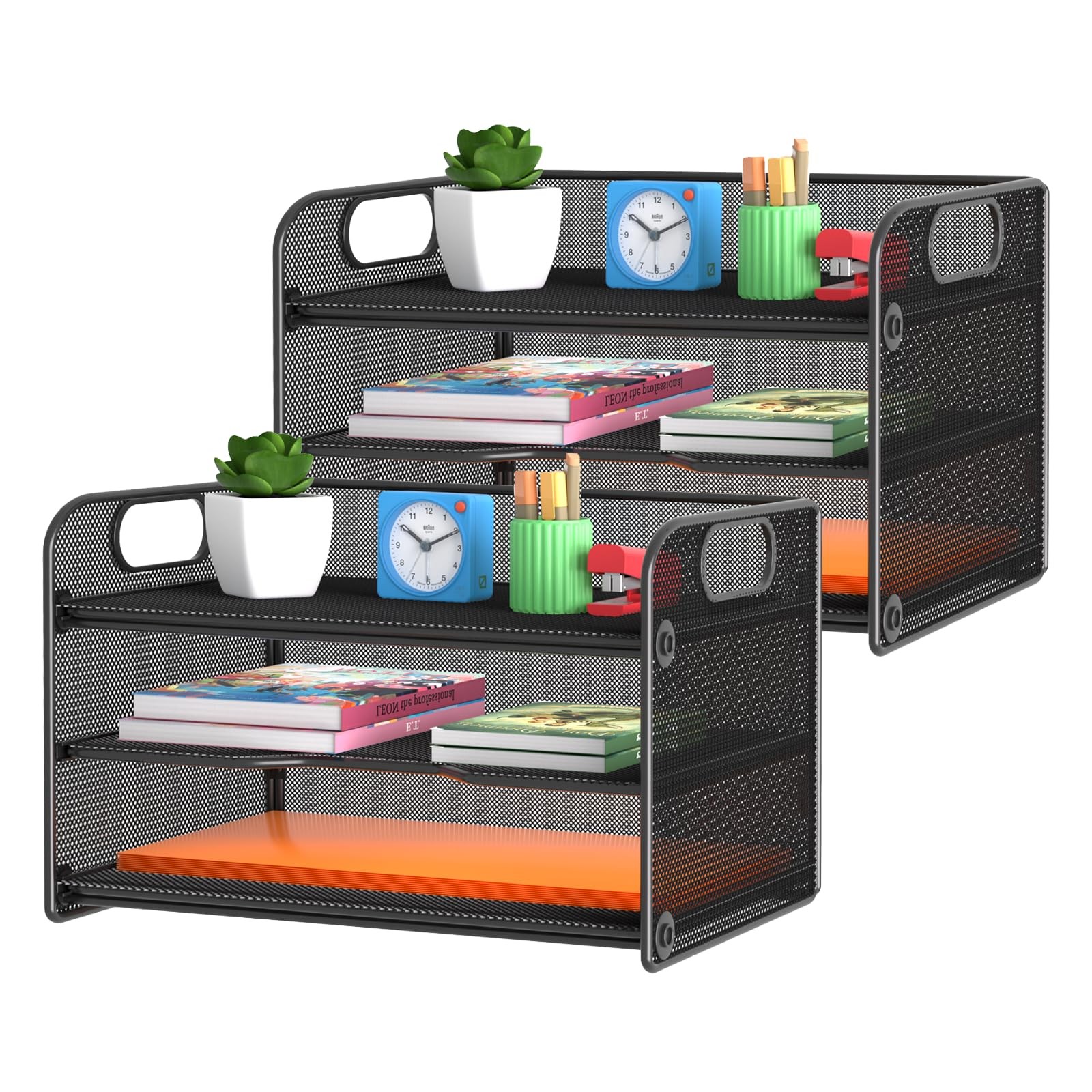3 Tier Letter Tray Paper Organizer – 12.8″ L x 9.3″ W x 8.5″ H – for Office Desk