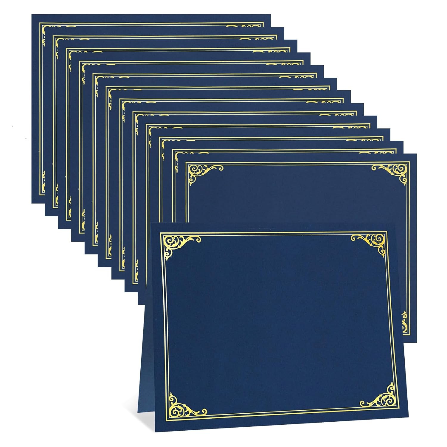Navy Blue Diploma Holders 12 Pack Gold Foil Border Certificate Holders
