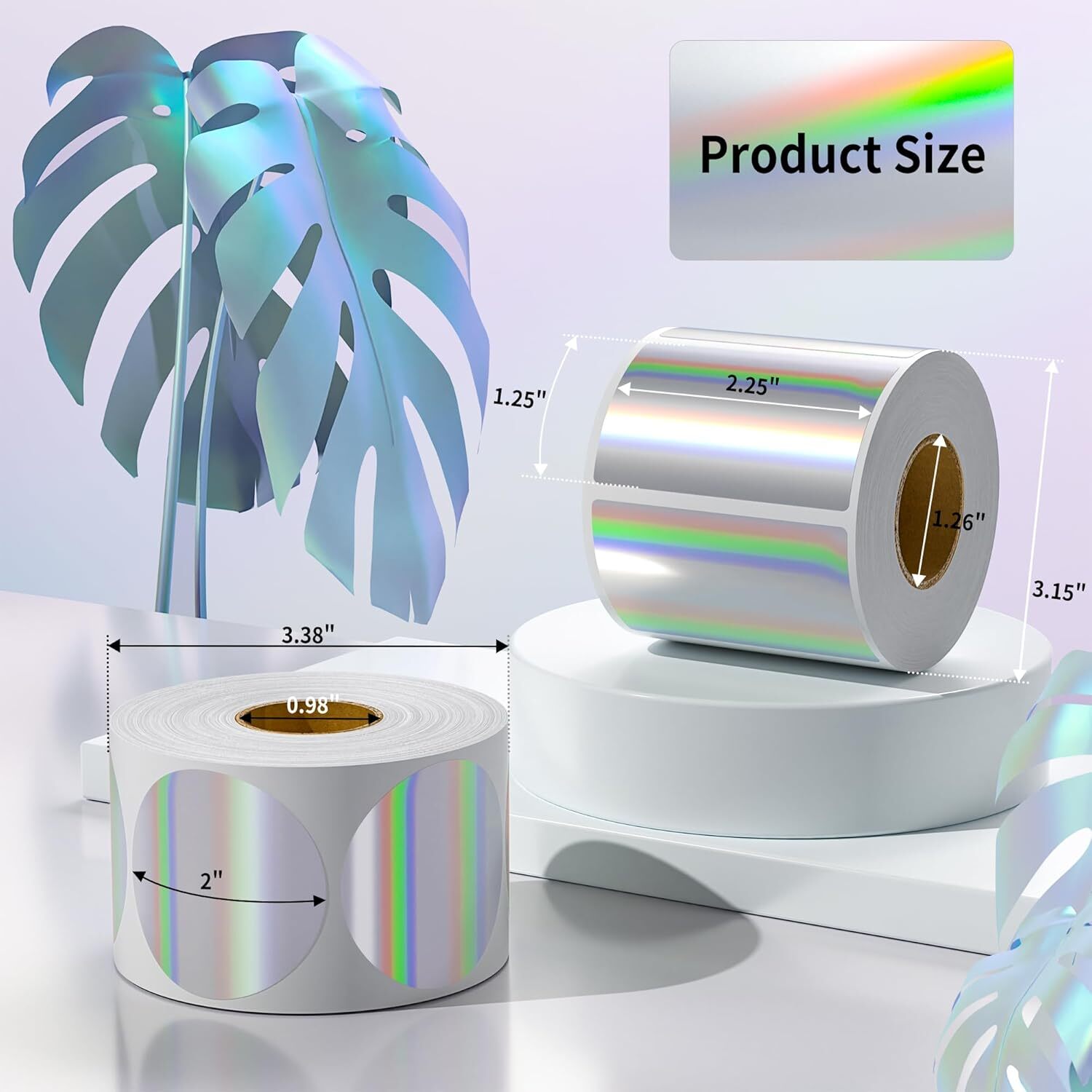 400/Roll 2” Holographic Circle Direct Thermal Stickers Labels for Rollo Zebra