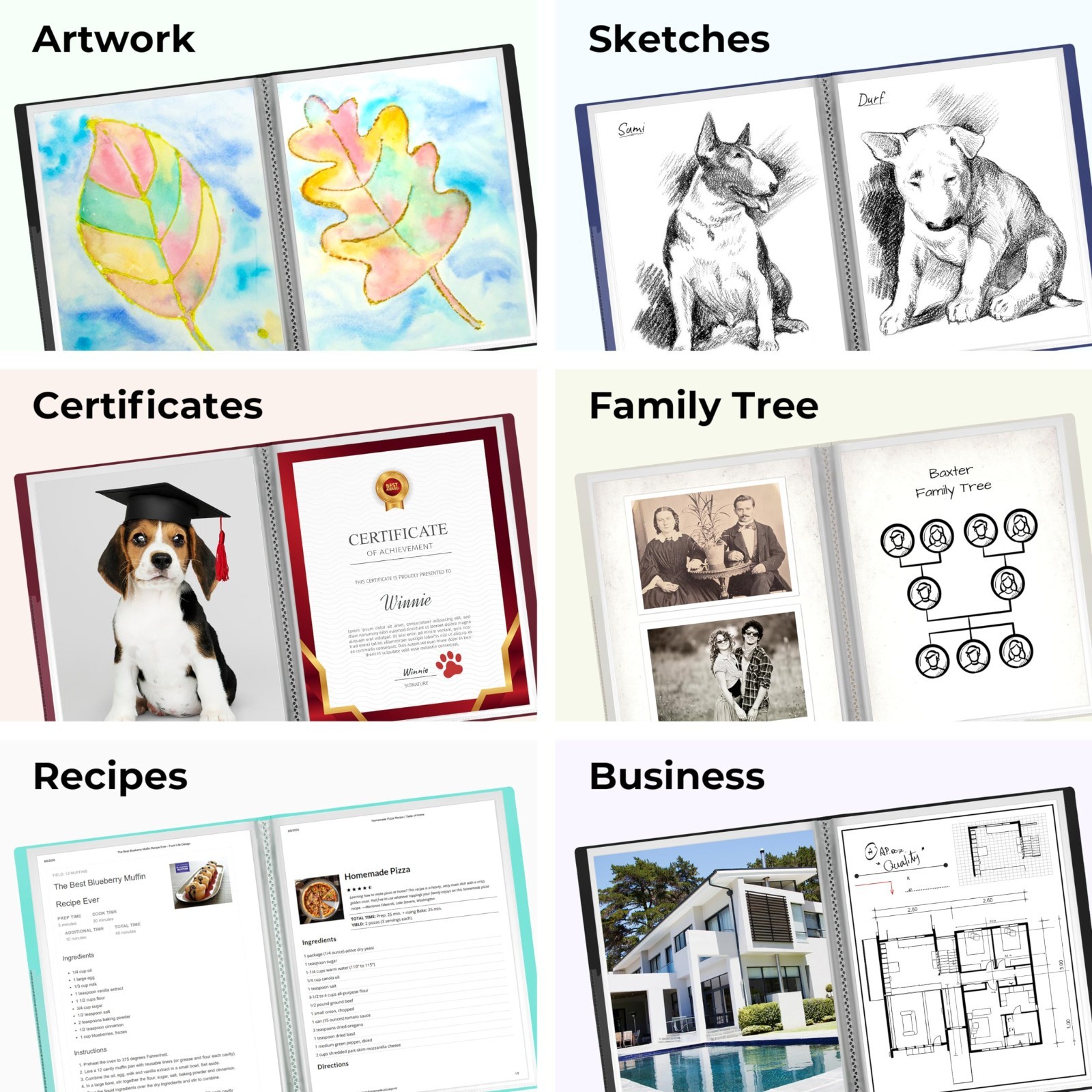60-Pocket Presentation Binder, 120 Pages, 8.5×11 Organizer for Documents, Photos