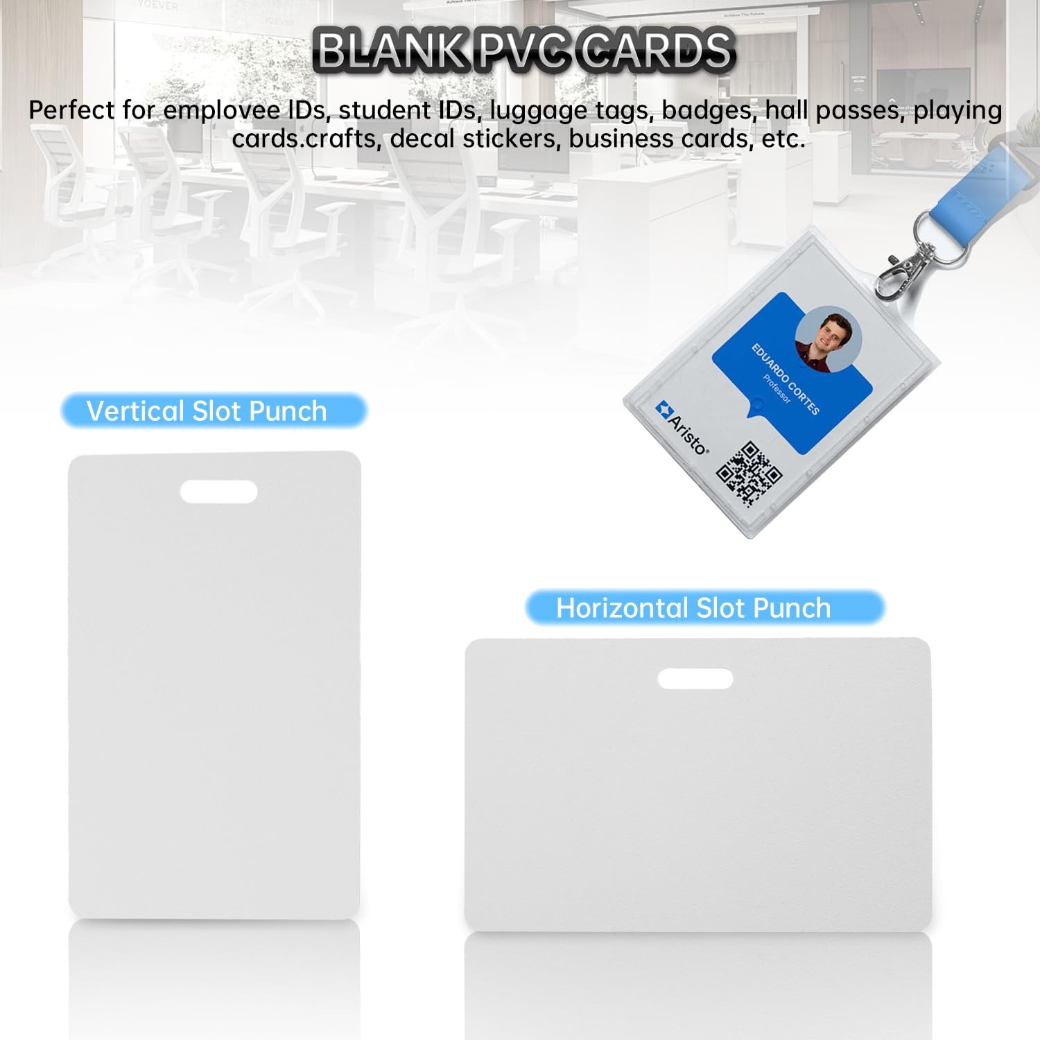 20pcs Blank PVC Cards for ID Badge Printers, 0.38mm/15MIL Thickness Plastic Card