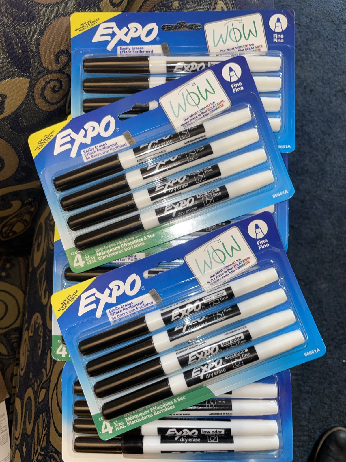 6 Packs EXPO Fine Tip Low Odor Dry Erase Markers, Black, 4-Pack 24 Total.