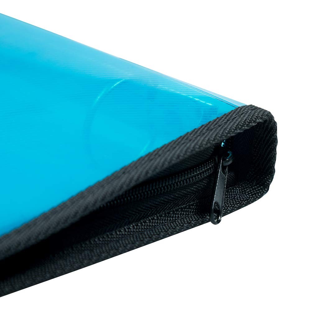 JAM PAPER Plastic Zipper 1 inch Binder – Blue 3 Ring – Sold