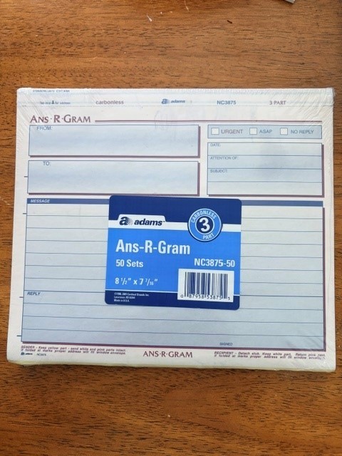 ANS-R-Gram 3-Part Carbonless 8.5″L x 7.4″W 50 Forms Factory Sealed Unused