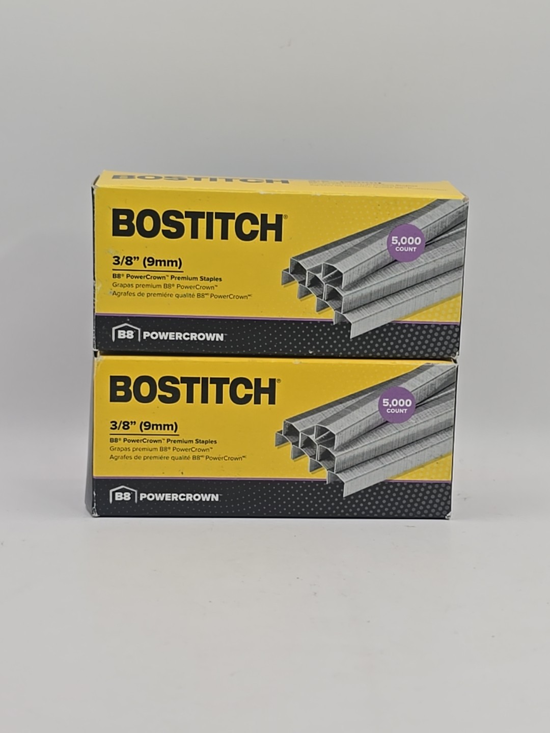 Bostitch Lot of 2 Boxes of B8 PowerCrown Premium Staples 3/8″ (9mm)Leg 5000/Box