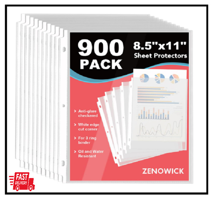 900 Pack Sheet Protectors 8.5 x 11 inch Clear Page Protectors for 3 Ring Bind…
