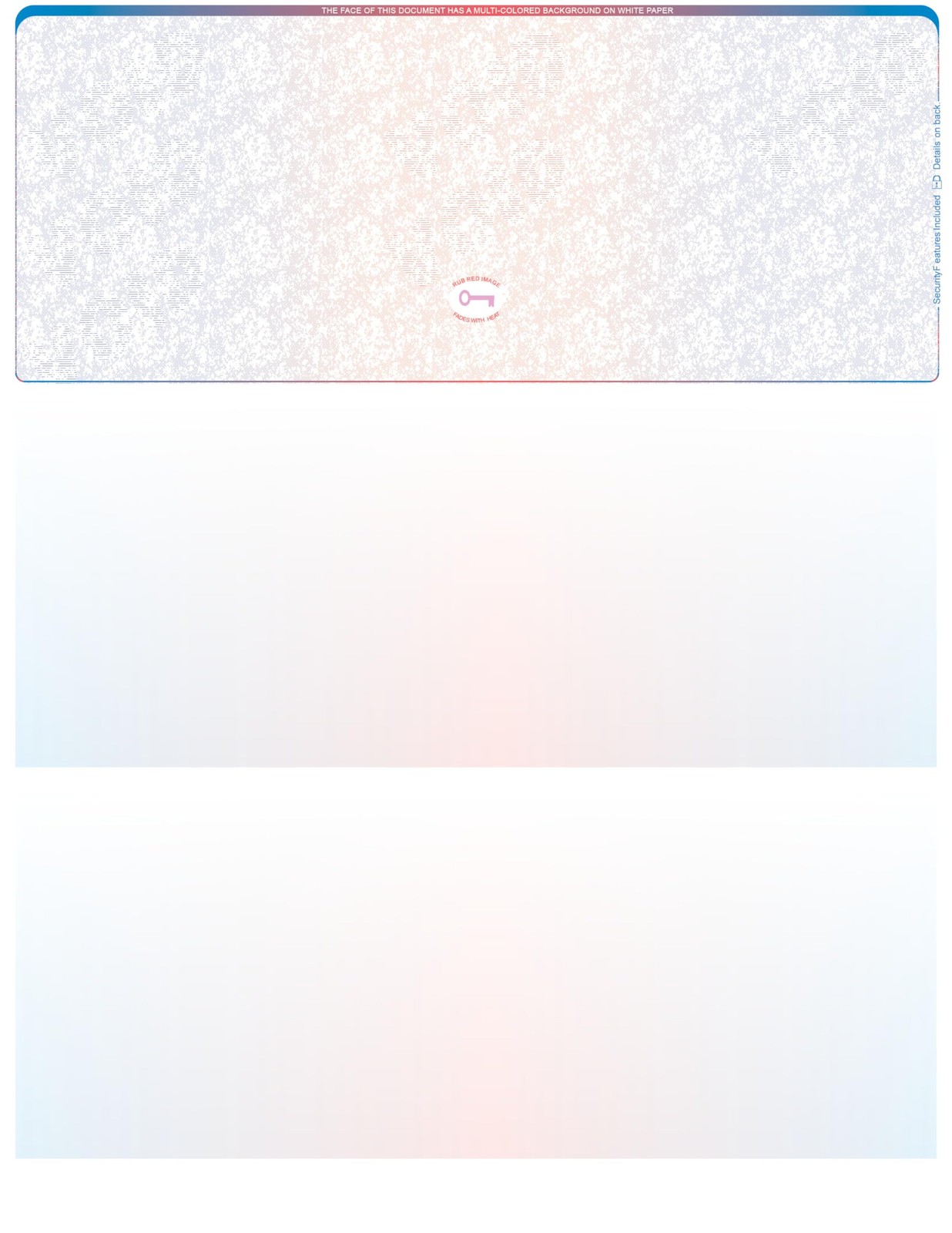 Blank High Security Top Computer Checks, 250 Blue/Red Blue Red, Blue, Red