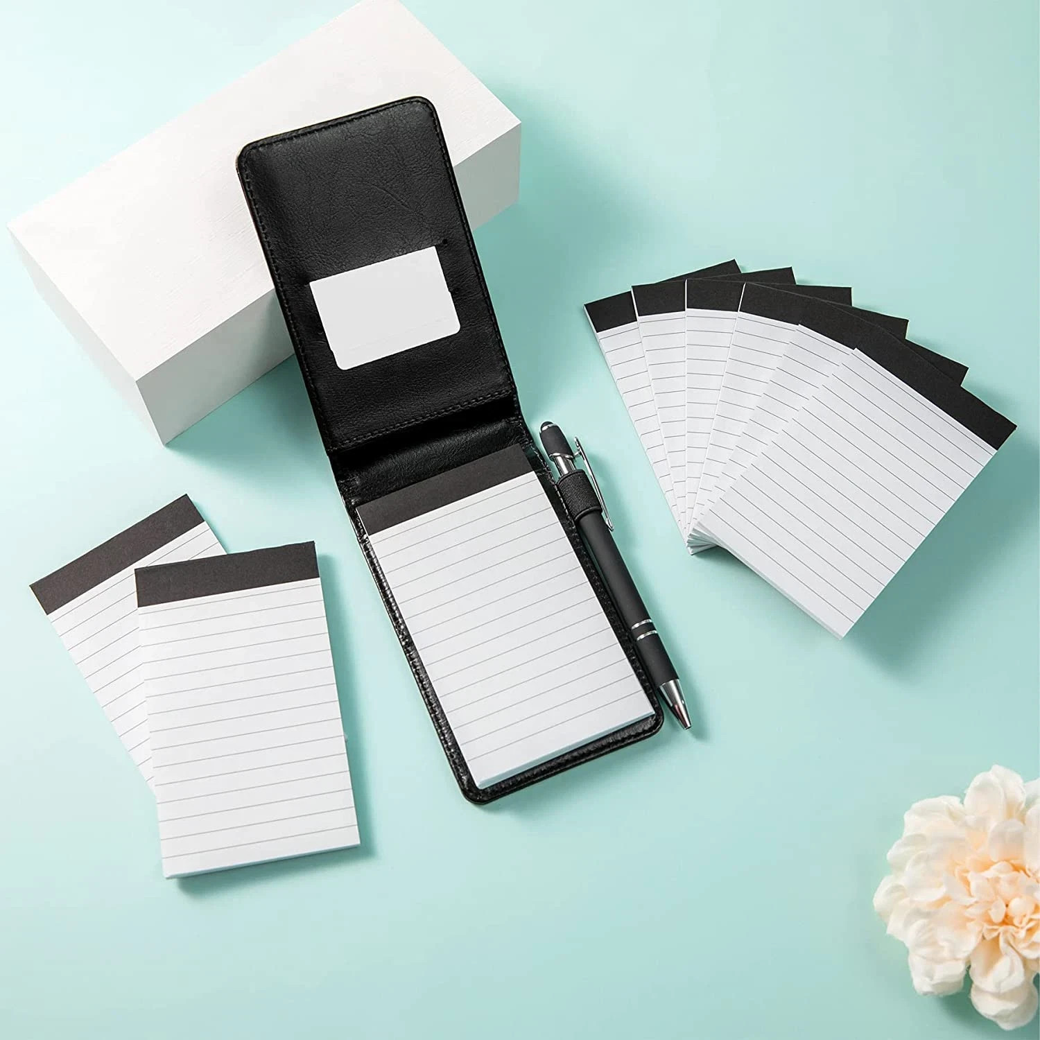 Camelmother 10 Pieces Small Notepad Holder Set Pocket Notebook 3 X 5 Inch with P