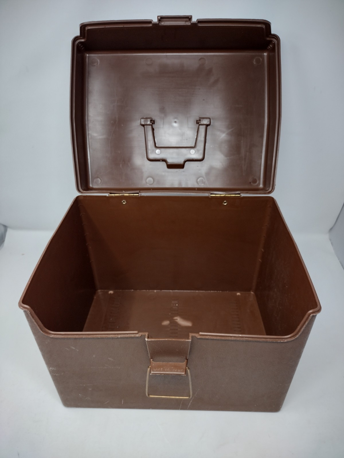 Vintage 1970’s Sterling Letter File Storage Box Handle Large Brown 294 Retro