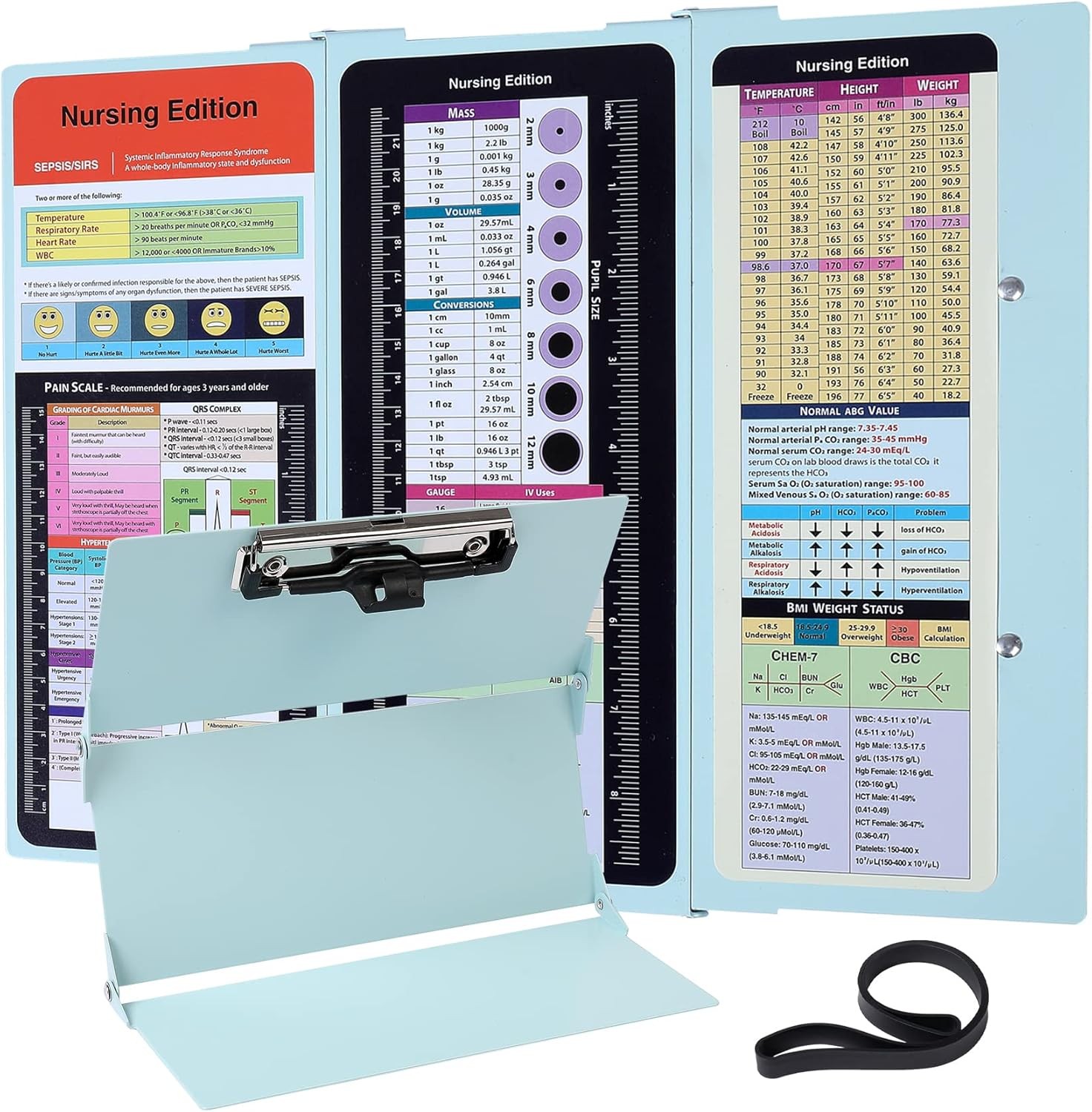 Nursing Clipboard Foldable Pocket Size-Nursing Edition Cheat Sheets Aluminum …