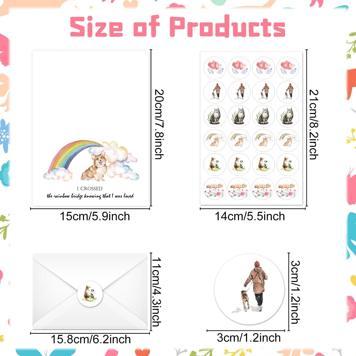 Lovarywow Pet Sympathy Cards Set – 24 Pack 5.9 x 7.9 inches, White