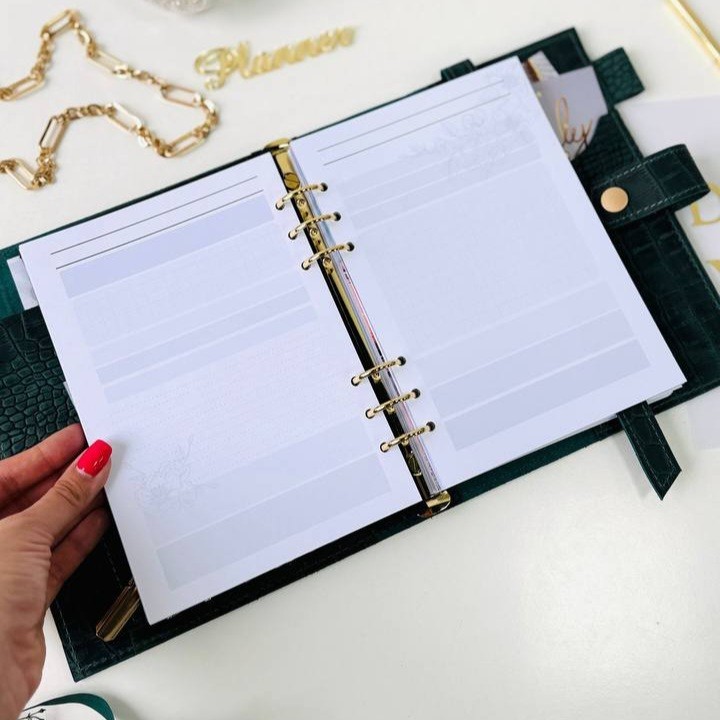 A5 Leather Planner cover binder, exclusive sea wave color croc