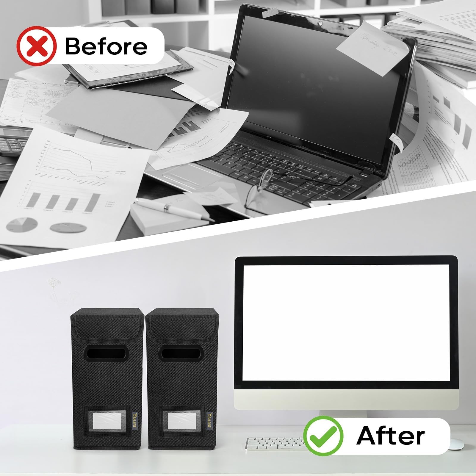 File Organizer Box with Lid Collapsible File Folder Organizer with Plastic Slide