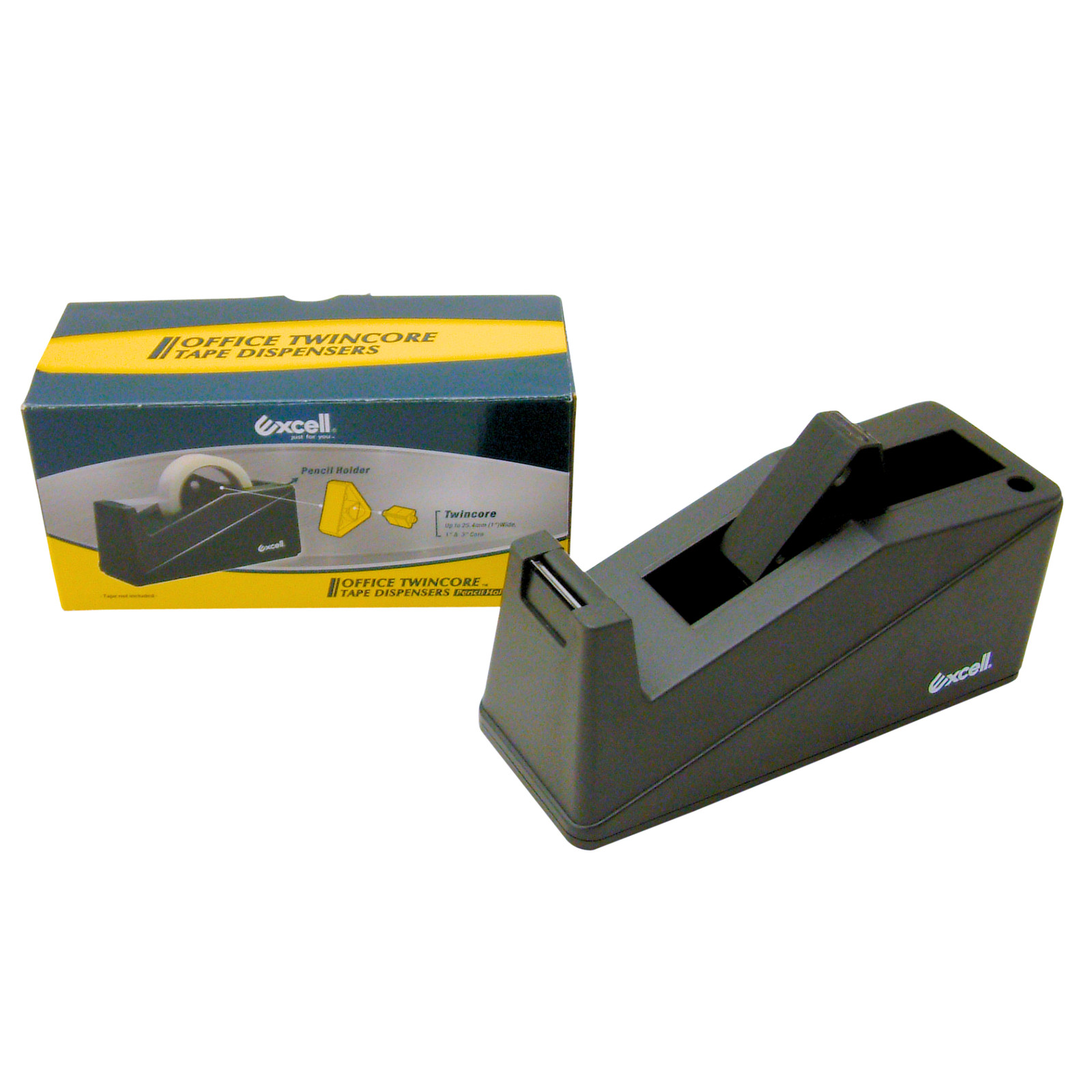 Excell Desk Tape Dispenser [Dual Core] (ET-19125): 1 in. width (Blue)