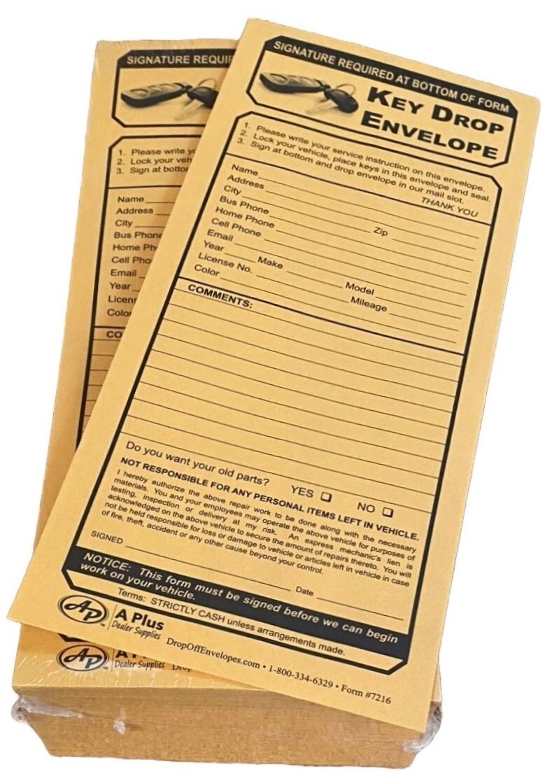 Key Drop Off Envelope #7216 • Qty 100 (U3)