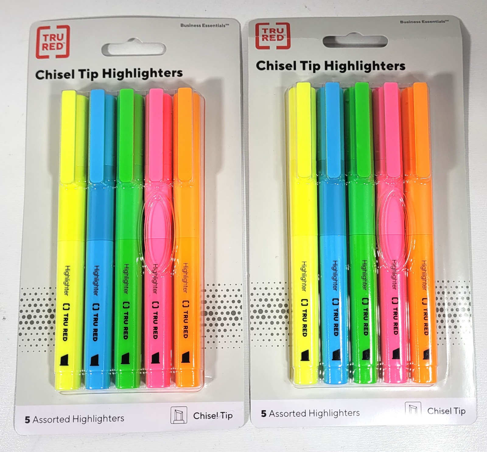 TRU RED Pocket Highlighter with Grip Chisel Tip Asst Two 5/Packs TR54584