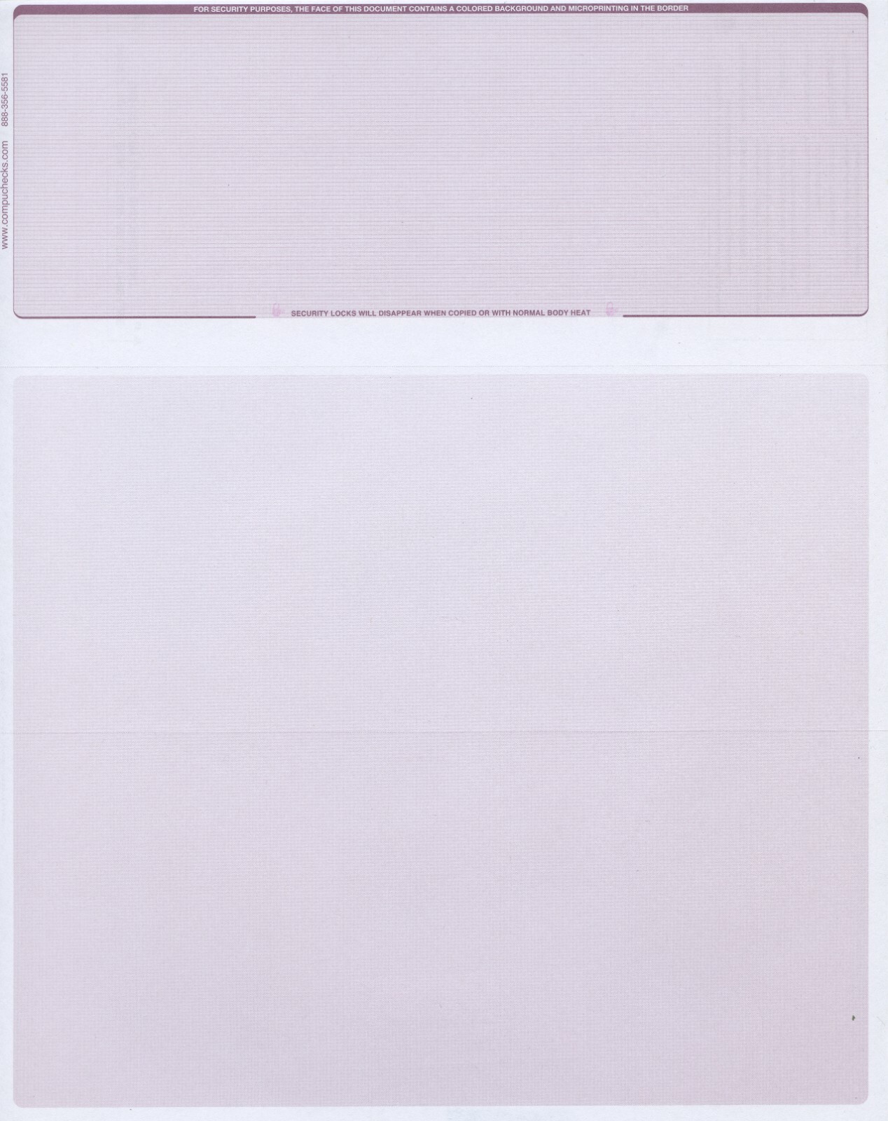500 Blank Check Stock Paper – Check on Top – Burgundy Pinstripe