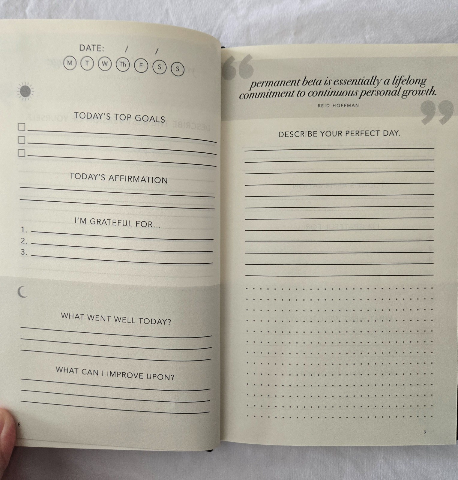 Intentions Journal – Black Cover, Daily Check-Ins (See Description)