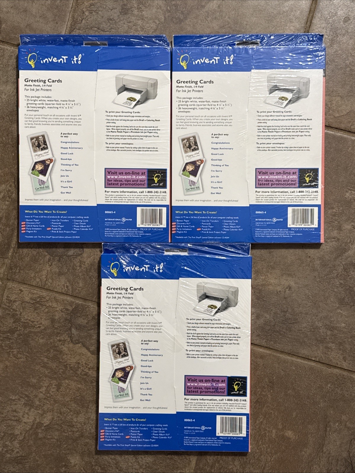 3 – Invent It Greeting Cards Matte 1/4 Fold Inkjet Paper Kit (25 Cards Each) NEW