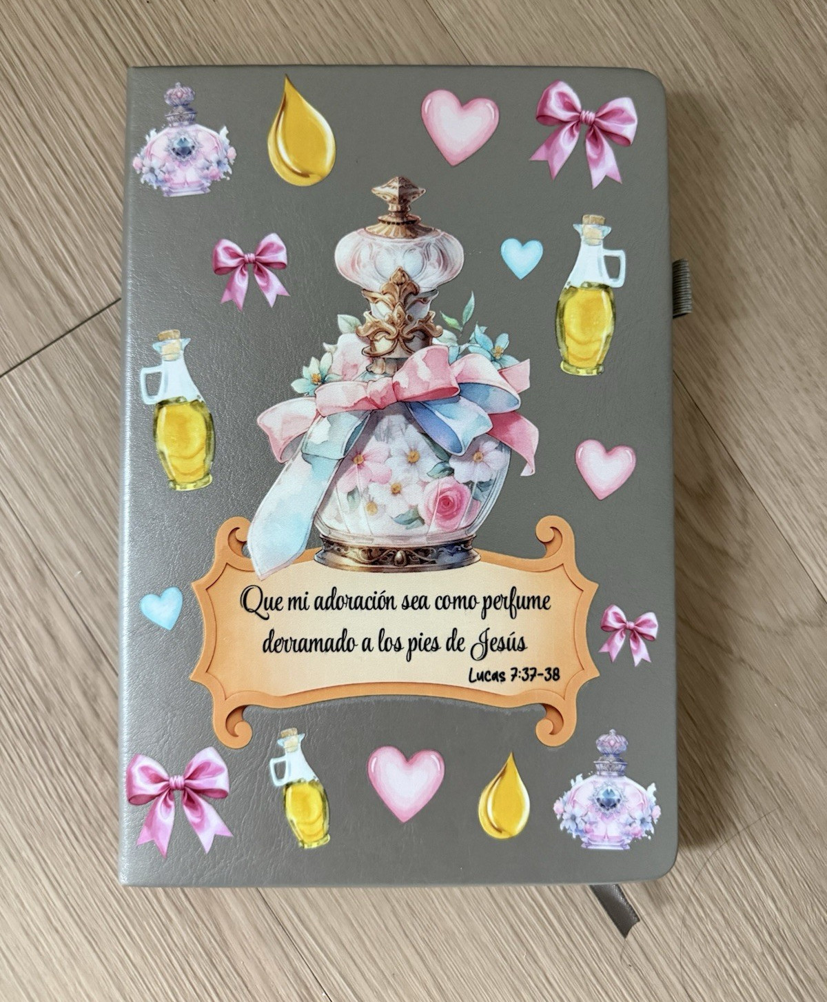 Spanish Bible Verse Illustrated Lined Journal Notebook Gray Cover