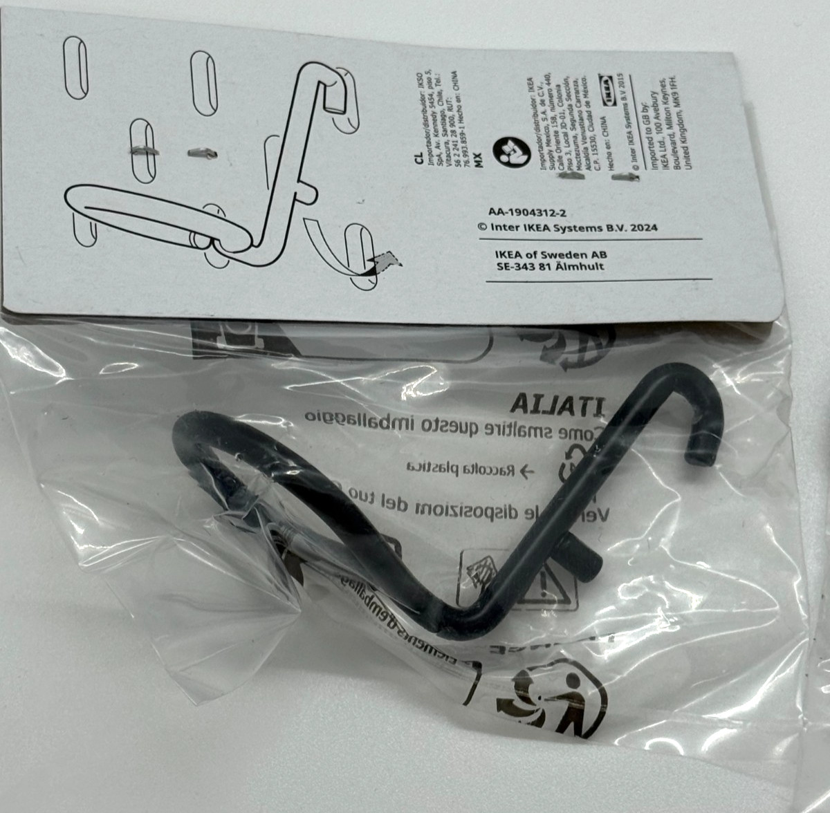 SET OF 2 Ikea Skadis Hook Black Pack Loop for Peg Board NEW
